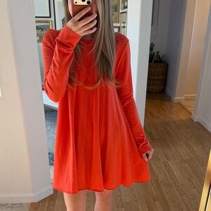 Free People Long Sleeve Coral Mini Dress